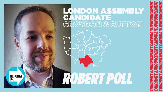 Robert Poll, Reform Party GLA candidate for Croydon and Sutton