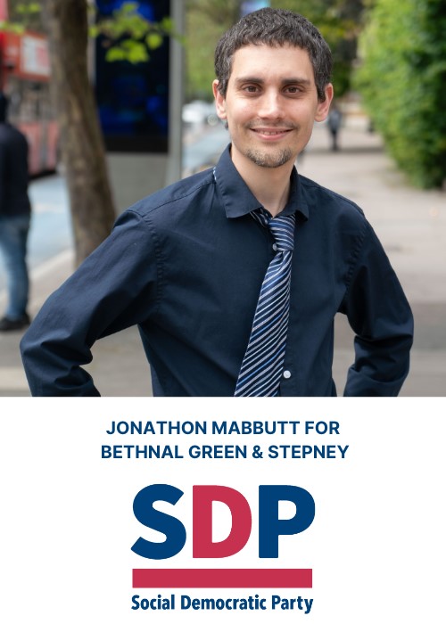 Jonathon Mabbutt, SDP candidate for Bethnal Green and Stepney