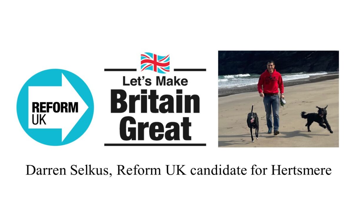 Darren Selkus, Reform UK candidate for Hertsmere