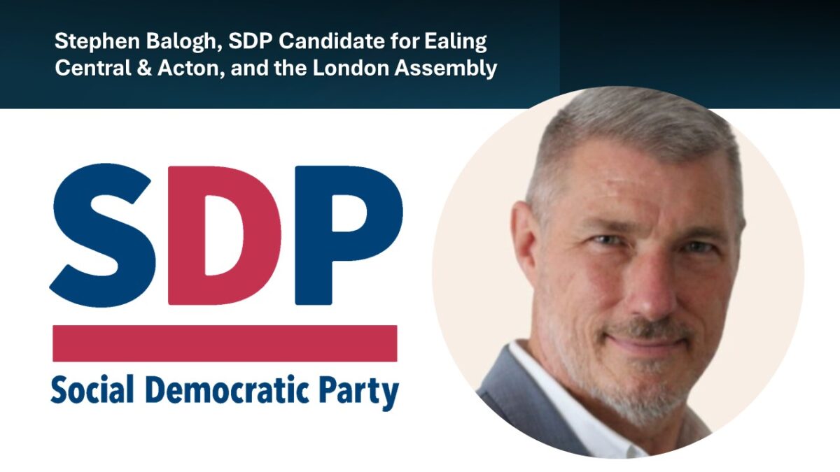 Stephen Balogh, SDP Candidate for Ealing Central & Acton, and the London Assembly