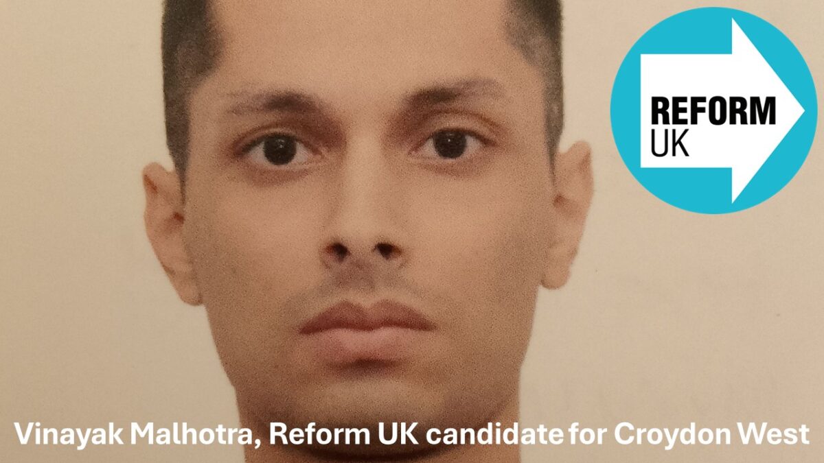 Vinayak Malhotra, Reform UK candidate for Croydon West