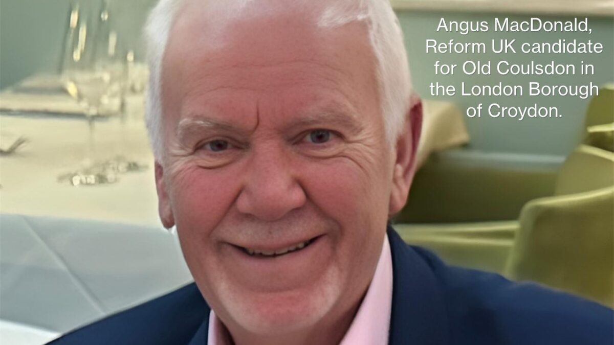 Angus MacDonald, Reform UK candidate for Old Coulsdon in the London Borough of Croydon.