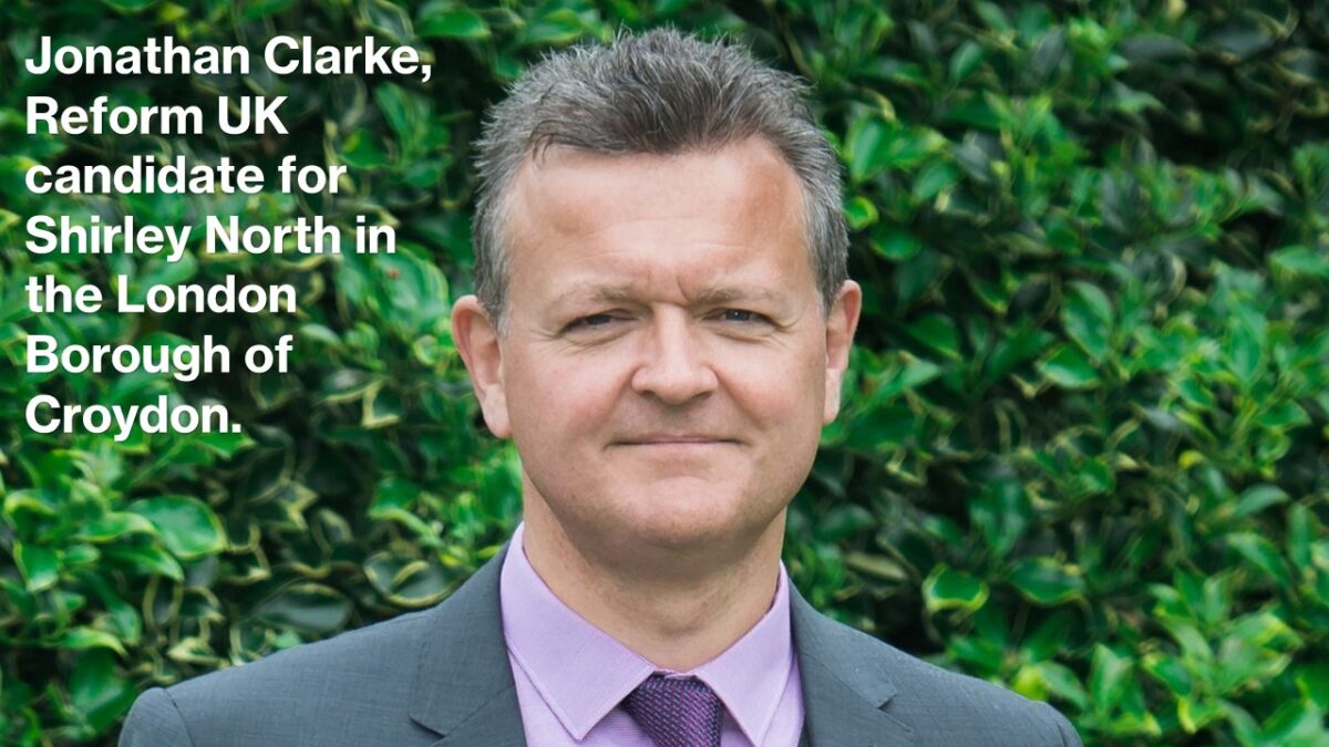 Jonathan Clarke, Reform UK candidate for Shirley North in the London Borough of Croydon.