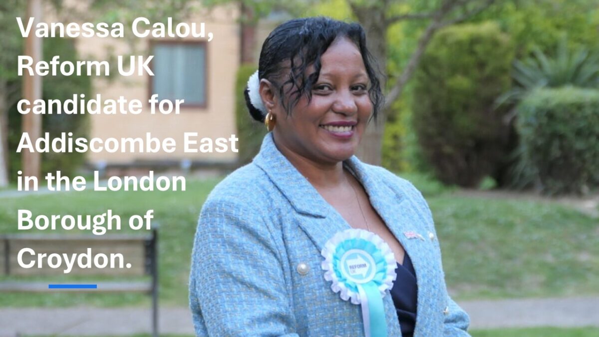 Vanessa Calou, Reform UK candidate for Addiscombe East in Croydon.
